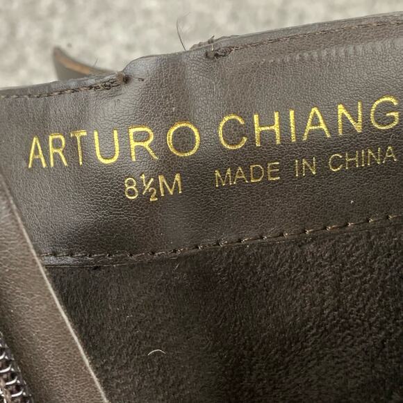 Arturo Chiang Boots Tall ankle Shaft Moto Studded Gray Buckle Side Zip Size 8.5 - Picture 9 of 9